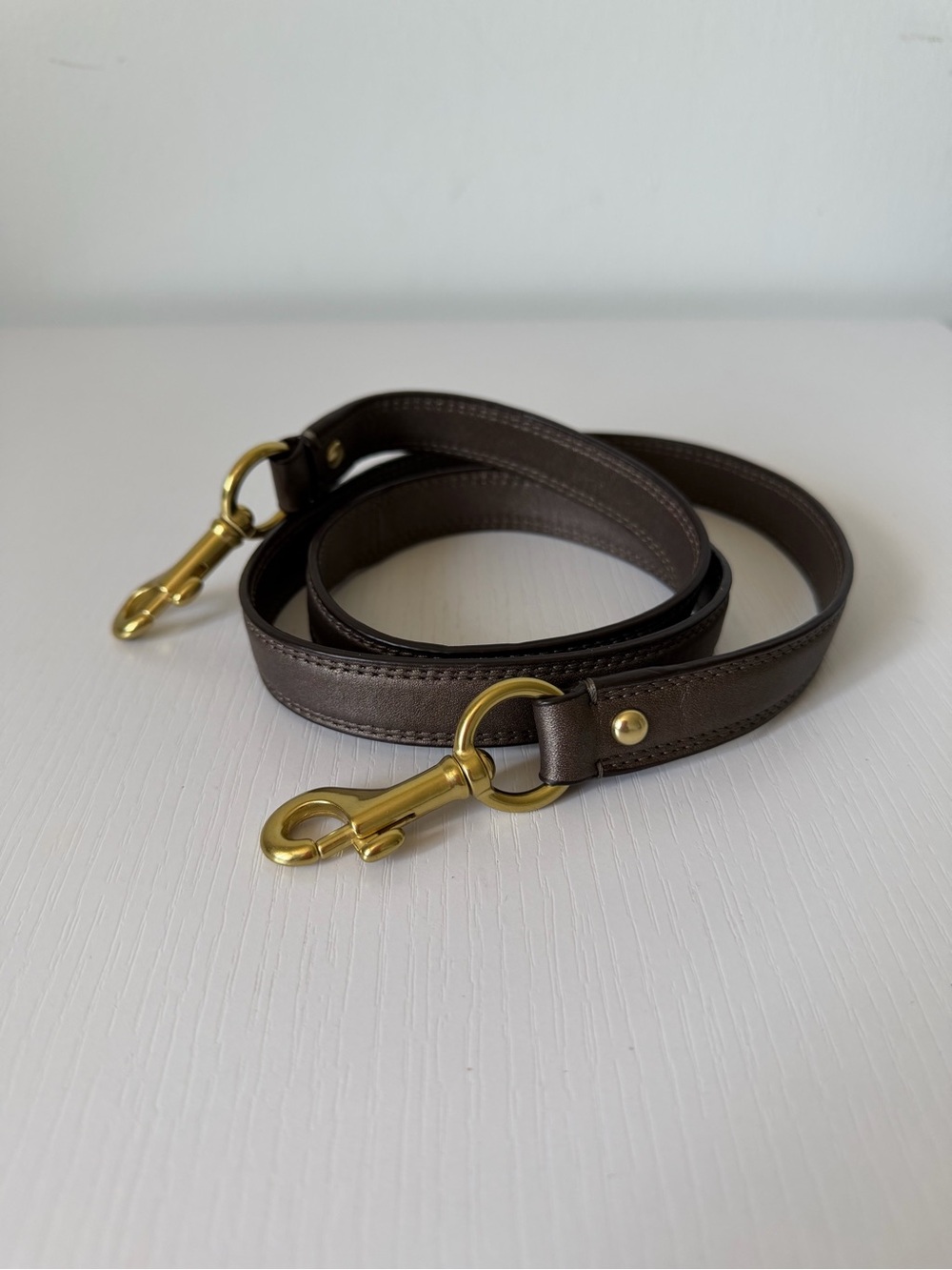 Authentic Coach Metallic Chocolate Brown Leather Bag Strap